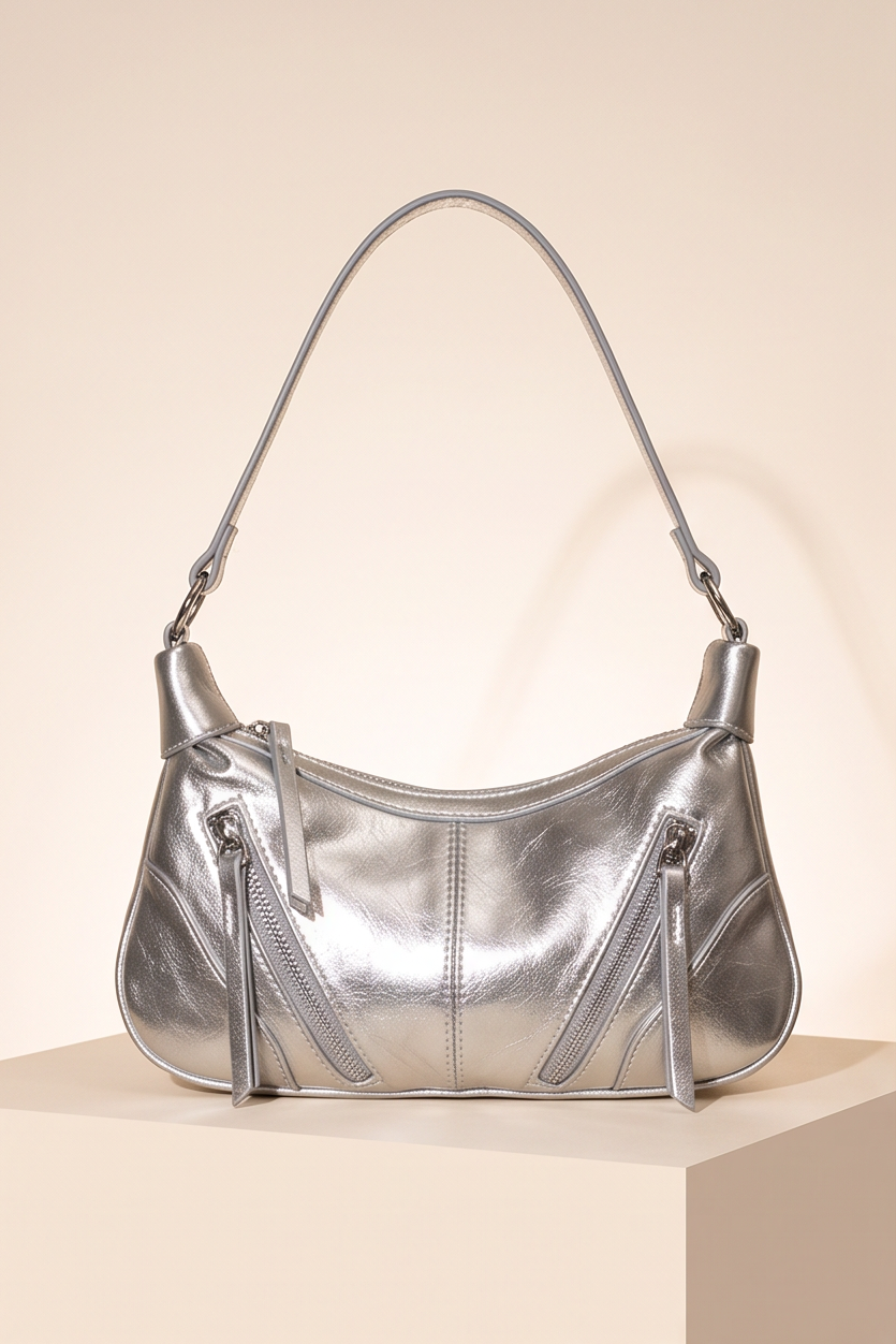 Nova Metallic Zip Detail Shoulder Bag