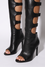 Octavia Peep Toe Cut Out Gladiator Knee High Boots