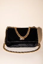 Raina Quilted Velvet Chain Flap Shoulder Bag