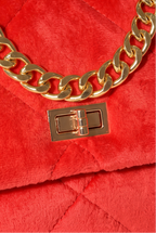 Raina Quilted Velvet Chain Flap Shoulder Bag
