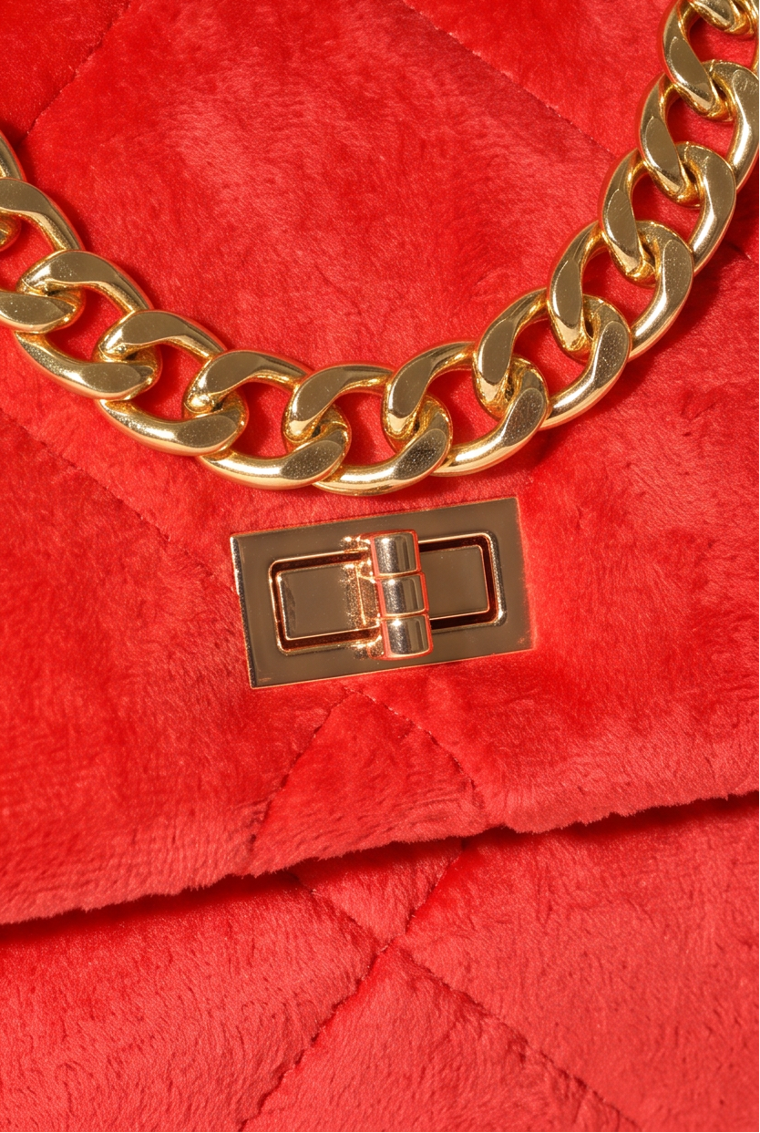 Raina Quilted Velvet Chain Flap Shoulder Bag