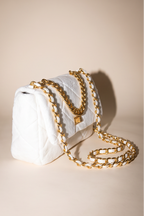 Raina Quilted Velvet Chain Flap Shoulder Bag