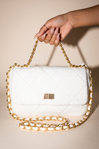 Raina Quilted Velvet Chain Flap Shoulder Bag