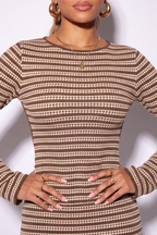 Sabine Striped Open Back Knit Maxi Dress