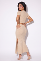 Sabrina Pointelle Crop Top & Slit Front Maxi Skirt Set