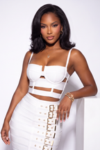 Sasha Buckle Detail Cut Out Bandage Two Piece Skirt Set
