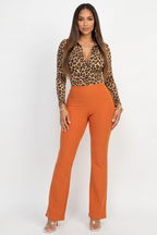 Elevated Basic Slinky Knit Fit & Flare High Rise Pants
