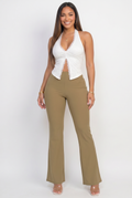 Elevated Basic Slinky Knit Fit & Flare High Rise Pants