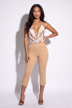 Vanya Slit Hem High Waist Capri Pants