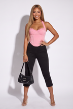 Vanya Slit Hem High Waist Capri Pants