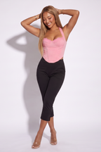 Vanya Slit Hem High Waist Capri Pants