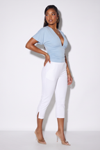 Vanya Slit Hem High Waist Capri Pants