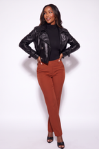 Vera Double Breasted Vegan Leather Cropped Trench Jacket