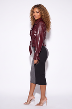 Vera Double Breasted Vegan Leather Cropped Trench Jacket