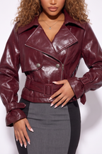 Vera Double Breasted Vegan Leather Cropped Trench Jacket