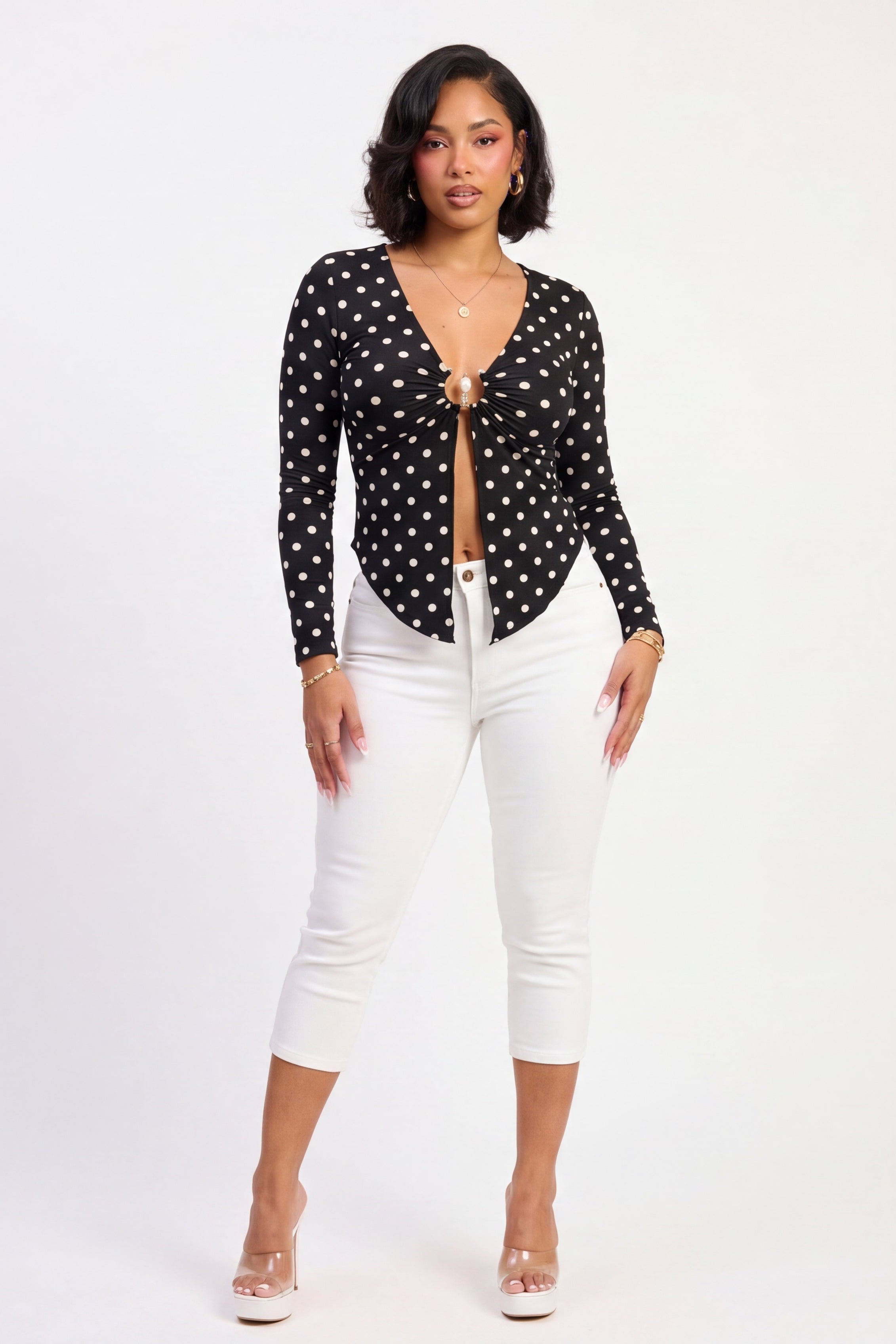 White High Waisted Denim Capri Pants