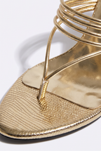 Zoya Strappy Thong High Heel Wedge Mules