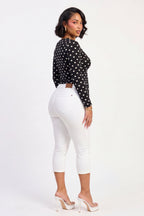White High Waisted Denim Capri Pants